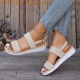 thumbnail image 4 of Wedge Sandals for Women, Round Toe Open Toe Design with Adjustable Ankle Strap, Synthetic Suede Upper, Cushioned Footbed, Breathable Perforations, Non-Slip Sole, 4 of 9