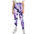thumbnail image 2 of COEQINE Camo Violet Girls' Yoga Legging High Waist Sport Pants Buttery Soft Stretch Running Leggings, for 4-5 Years Kids Girls, 2 of 7