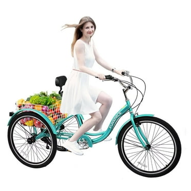 Lilypelle Retro Adult Tricycles 7-Speed 26 Inch Three Wheel Bike Cruiser Trike with Low-Step Through Frame/Large Basket for Men, Women, Seniors
