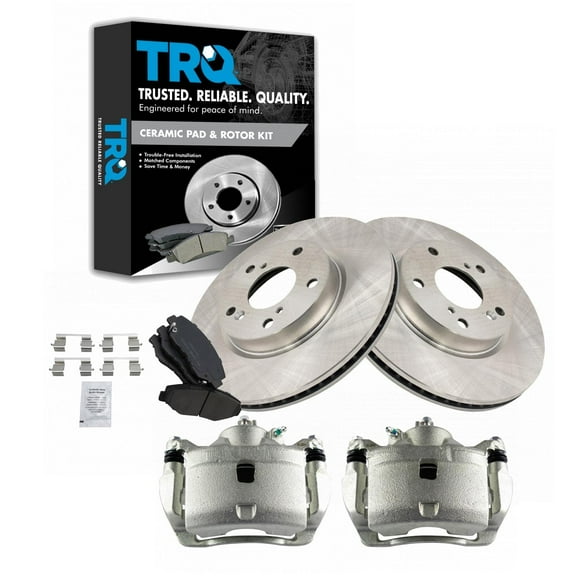 TRQ Front Brake Calipers Ceramic Pads & Rotors Fits 2016-2018 Honda Civic BKA25047