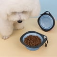 thumbnail image 1 of Cuenco plegable portátil para animales pequeños: recipiente de viaje flexible de goma para agua y comida; taza para comer al aire libre con gancho para mascotas durante los paseos., 1 of 6