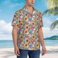thumbnail image 3 of Balery colorful Skull sunflower Camisas hawaianas de manga corta para hombre, camisas playeras de corte holgado, camisas de vacaciones con botones,3X-Large, 3 of 7