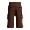 thumbnail image 6 of UVEASISHA Men's Capri Pants Drawstring Cuffs Long Cargo Shorts Outdoor Hiking Cropped Trousers Below Knee Casual Work Shorts with Zipper Pockets Brown XL, 6 of 8