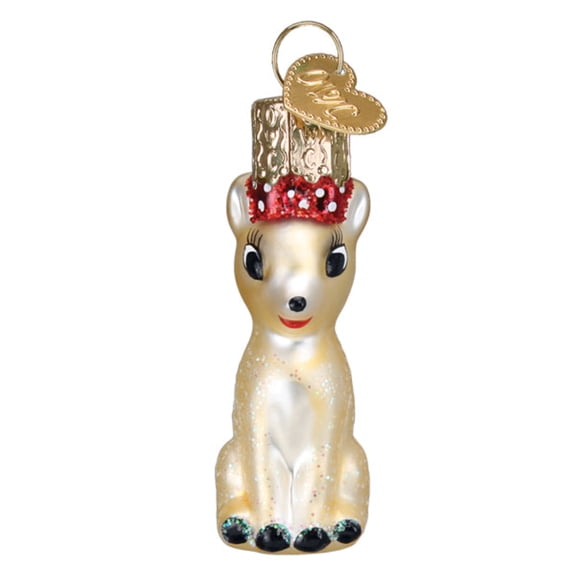 Old World Christmas 2.25In Mini Clarice, Glass, Reindeer Red-Nosed 88506