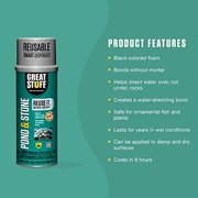 GREAT STUFF 1320514, Polyurethane Foam, Black Pond & Stone Industrial Sealant, 1.14 lbs 12 oz