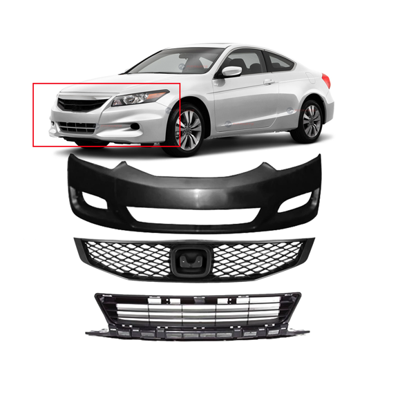 DCP Front Bumper Cover & Grille Kit For Honda Civic 2009-2011 Coupe DX EX LX