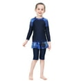 thumbnail image 4 of Aocisk Girls Swimsuit Full Coverage Long Sleeve Swim with Skirt and Pants for Girls Conservative Swimsuit Age 2 13 Years Bathing Suit Kids Girls Blue 4-5 Years, 4 of 8