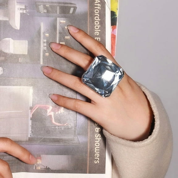 Vorkoi Women's Extra Big Crystal Colorful Stone Stretch Ring