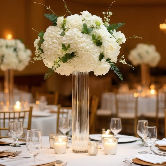 Balsa Circle 6 Clear 20 in Ribbed Cylinder Glass Vases Centerpieces Party Reception Table Décor Event Decorations