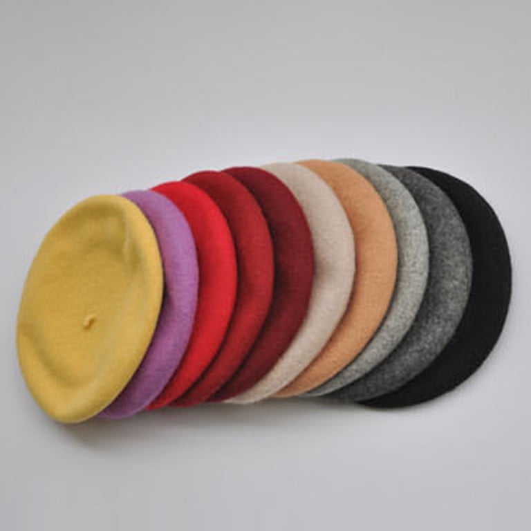 D-GROEE Wool Beret Hat Warm Woolen French Artist Hat Cap  display picture 3