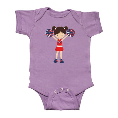 

Inktastic Cheerleaders Girl With Brown Hair Red Uniform Gift Baby Girl Bodysuit