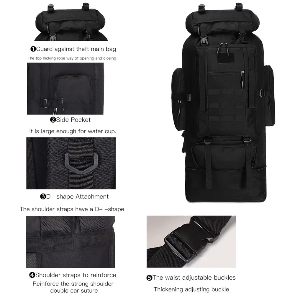 Hiking Backpack for Men 100L Camping Rucksack Expandable Waterproof Extra Large Pack Travel Daypack Outdoor Hunting Sports Bag