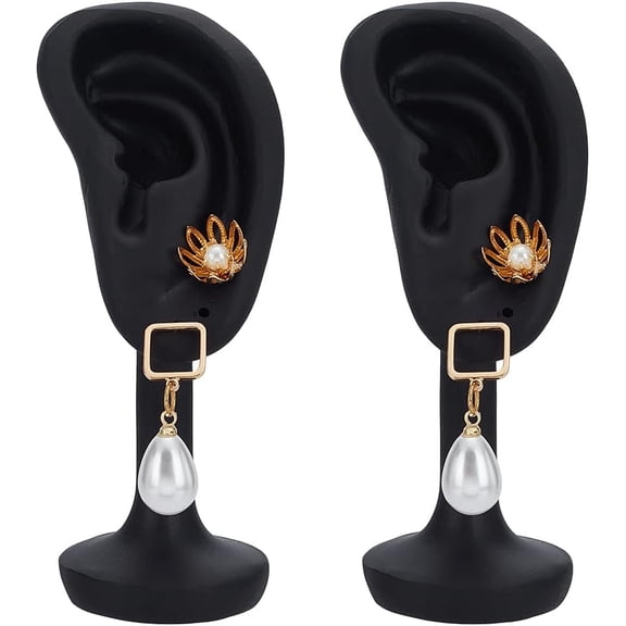 2 pcs Ear Model Earring Display Rack Resin Ear Jewelry Display Stand Black Imitation Ears Display Stand Ear Shape Earrings Storage Rack