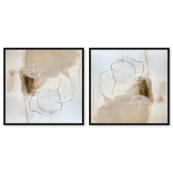 Art Remedy Warm Boho Abstracts Canvas, 12" x 12", Black Frame, Beauty of Less II Set