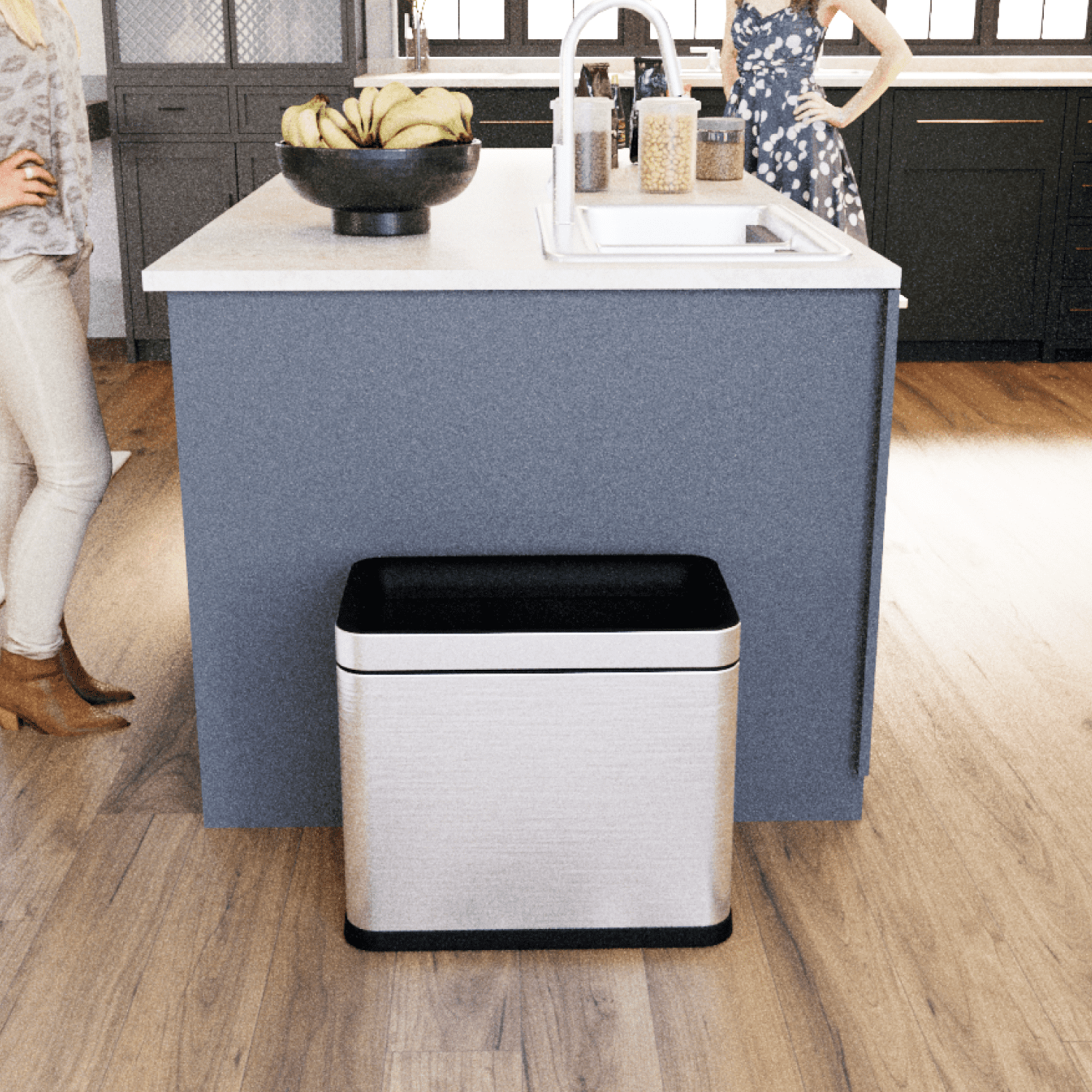 Home Zone Living 8.7 gal Kitchen Open Top Trash Can, Stainless Steel