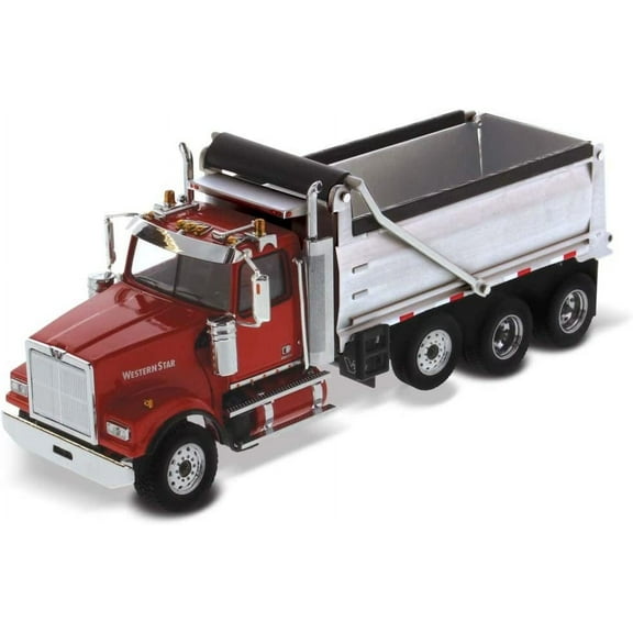 Diecast Masters Western Star 4900 SFFA with Lift Axle Silver Plated Dump | Real Dump Truck Specifications | 1:50 Scale Model Semi Trucks | Diecast Model by Diecast Masters 71067