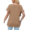 thumbnail image 3 of Avamo T-Shirts d'Été pour Femmes Col Ras du Cou T-shirt Manches Courtes T-shirt Chandail Confortable T-shirt de Travail Kaki P, 3 of 4