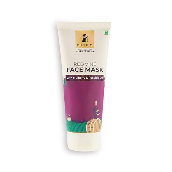 Pilgrim Anti Ageing Red Vine Face Pack & Oil for Glowing Skin, De-Tan, Dark Spots, Blackheads Removal, 100g