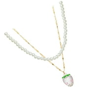 ALVINMA Pearl Strawberry Necklace Beaded Necklaces Beach Temperament Christmas Goodies Miss