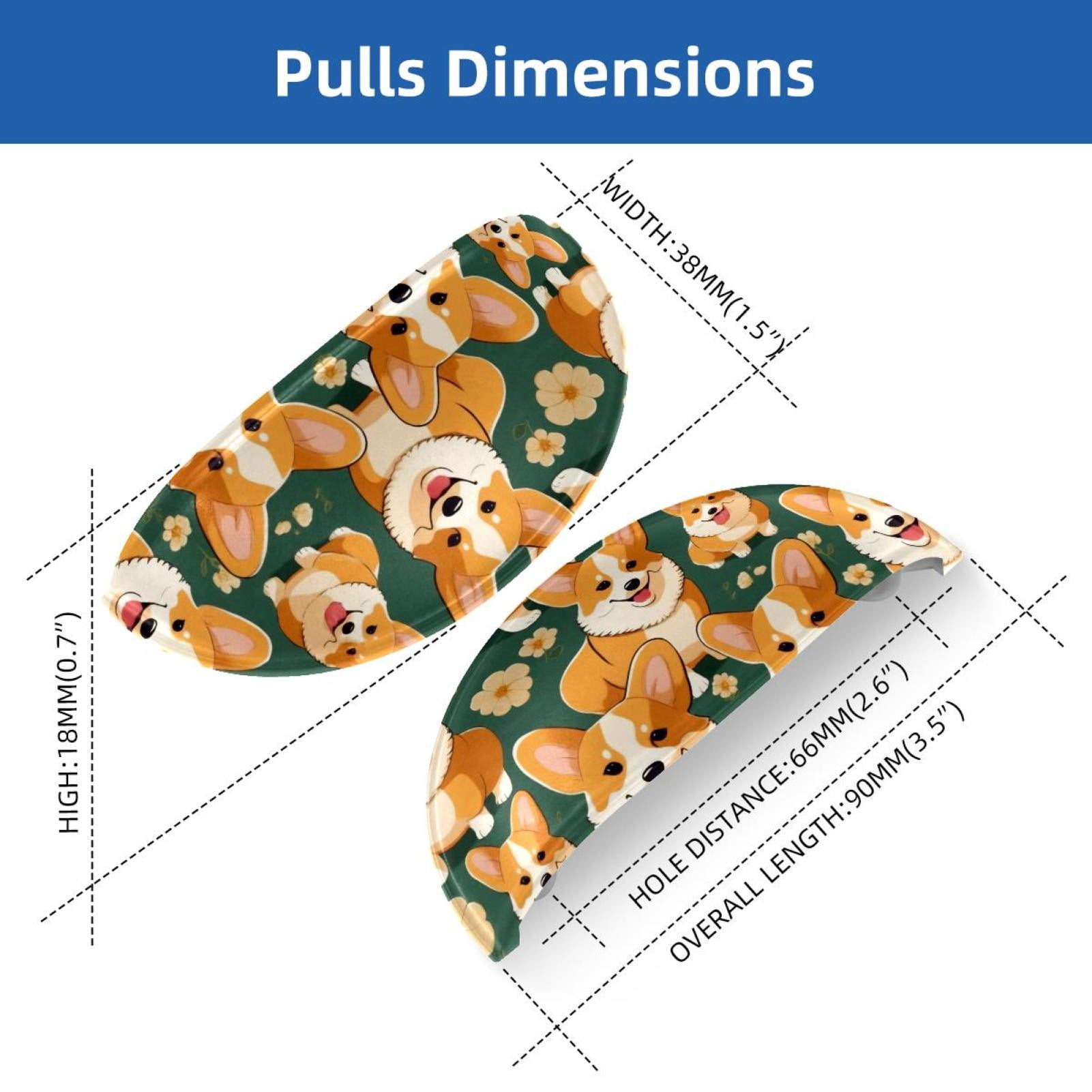 PhooArto 6 Pcs Cup Drawer Pulls, Cartoon Dog Corgis Pattern Shell Shape Handles Cabinet Knobs for Dresser Cupboard Closet Wardrobe with Screws
