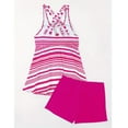 thumbnail image 4 of Stamzod Plus Size Tankini Swimsuits for Women V Neck Crisscross Back Bathing Suits Striped Women's Swimwear with Shorts Pink XXXXL, 4 of 6