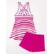 thumbnail image 4 of Trajes de baño Amzcrzy Tankini para mujer, bikini de control de abdomen para mujer, bikini de rayas con cuello en V profundo y aros, traje de baño con cuello en V, braguitas, traje de baño rosa, 3XL, 4 of 6