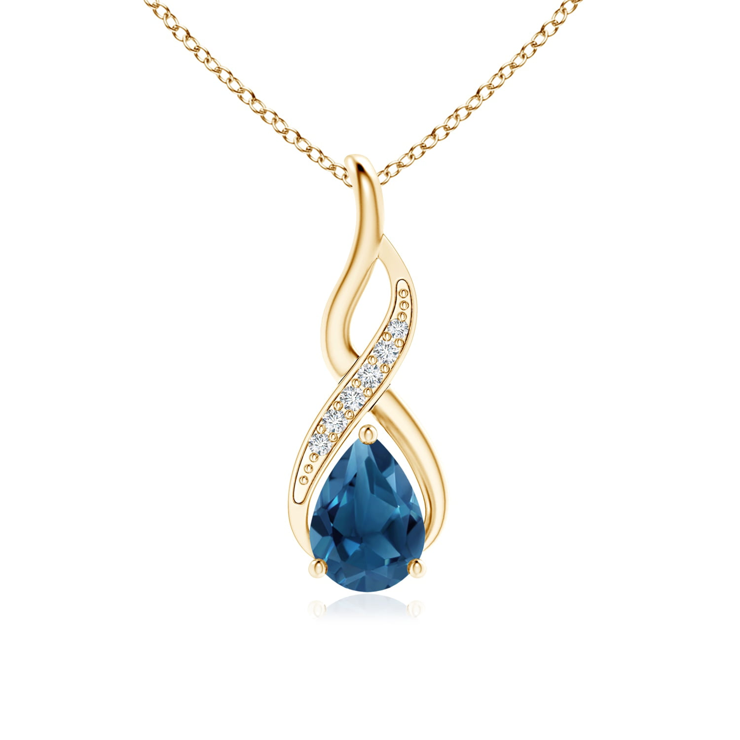 ANGARA Natural London Blue Topaz Solitaire Infinity Pendant Necklace for  Women, Girls in 14K Yellow Gold (Grade-AA | 7x5mm) | December Birthstone | 