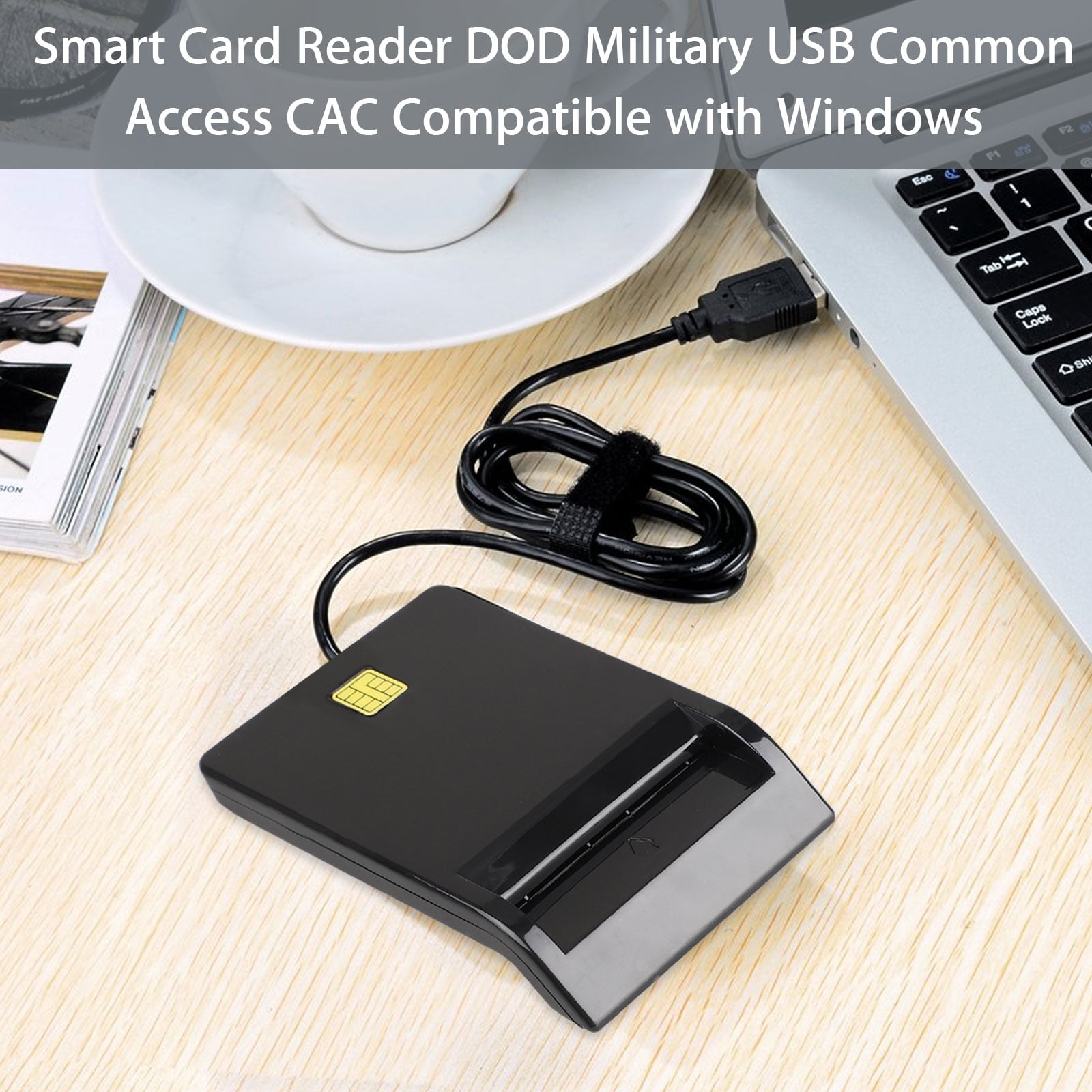 Personalausweis Kartenlesegerät Dual Slots USB Chipkartenlesegerät für DOD Military USB Common Access CAC/SIM/ID/IC Bank/Chip-Karte Smartcard Reader Kompatibel mit Windows/Vista/Mac OS E-Tax 