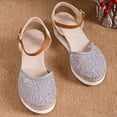 thumbnail image 3 of PEASKJP Dressy Sandals Women Wide Width Wedge Sandals for Women Elastic Ankle Strap Low Wedge Sandals Open Toe Dress Platform Shoes Dressy Summer (Grey,7.5), 3 of 5