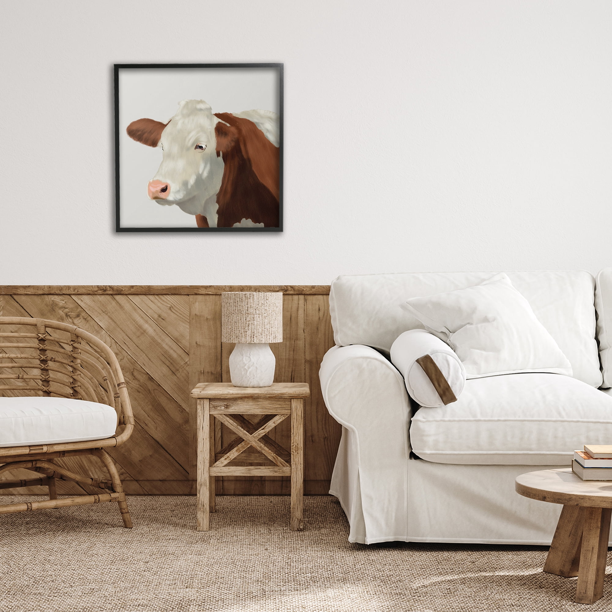 Stupell Industries Farm Friend Cow Portrait Black Framed Giclee Art, design by Marcus Prime