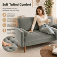 thumbnail image 6 of Neche 59" Velvet Spring Sofa Couch for Living Room, Office, Small Space, Solid Wood Leg, One Box, Gray, 6 of 10
