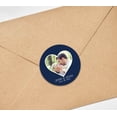 thumbnail image 4 of Darling Souvenir Round 45 Pcs Heart Custom Photo Labels Save The Date Stickers Personalized Bride Groom Names And Date Envelope Seals - Navy Blue, 4 of 4