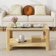 thumbnail image 5 of Gymax 2-Tier Coffee Table w/ Tempered Glass Tabletop & Storage Shelf Rounded Corners, 5 of 10