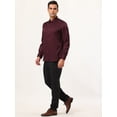thumbnail image 4 of Camisa de vestir de color burdeos para hombre, manga larga, cuello abotonado, ajuste delgado, camisas de negocios, tamaño mediano Unique Bargains Camisa, 4 of 6