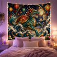 thumbnail image 2 of Mythical Dragon Over Turbulent Waves, Mystical Fantasy Decor for Dragon Lovers, Japanese Wall Art Housewarming Gift Tapestry Wall Hanging for Living Room and Bedroom, 2 of 7