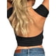 thumbnail image 2 of Sunloudy, blusas cortas para mujer, suéter de moda de Color sólido de manga corta para mujer, camiseta reversible en la parte delantera y trasera, rojo/azul Sunloudy  moda, 2 of 8