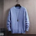 thumbnail image 3 of Suéter de punto para hombre, color liso, ropa para hombre, jersey de cuello redondo azul, prendas de punto de cuello redondo, estilo coreano, cálido, divertido, para la calle, 3 of 4