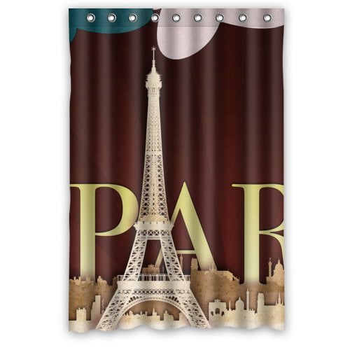 GreenDecor Paris Eiffel Tower Waterproof Shower Curtain Set with Hooks Bathroom Accessories Size