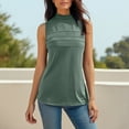 thumbnail image 2 of FAVIPT Camisole Tank Tops for Women Turtleneck Plain Slim Basic Tank Tops Front Pleated Sleeveless Stretchy Layer Shirts Tees Summer 2025 Army Green,L, 2 of 8