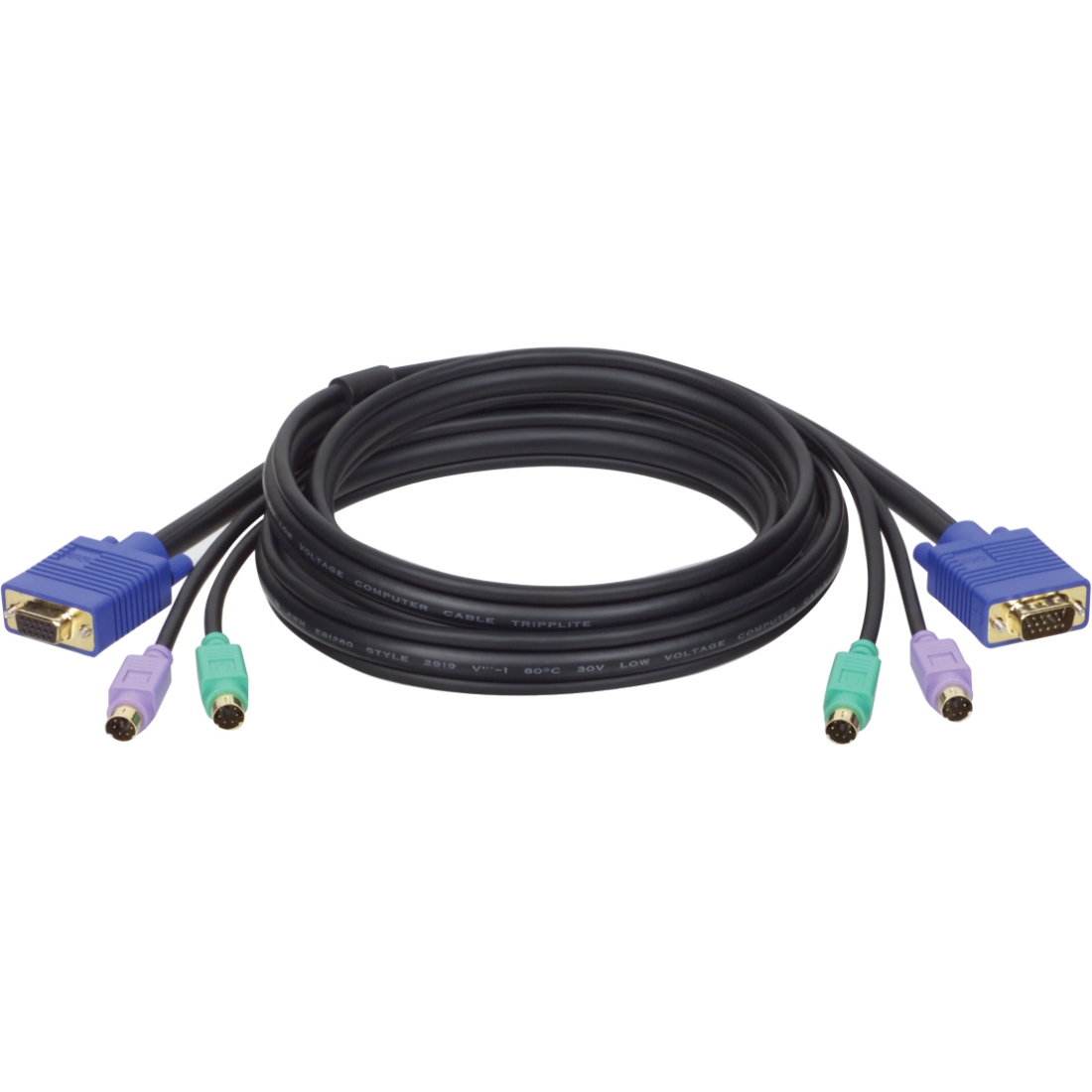 Tripp Lite 15ft PS/2 Cable Kit for B007-008 KVM Switch 3-in-1 Kit - 15ft - Black - image 2 of 2