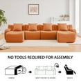 thumbnail image 4 of Orange U-Shaped Cloud Couch with 2 Ottomans, Modern Teddy Fabric Boneless Sectional Sofa in a Box for Living Room, Modular Floor Couch, Deep Seat, No Assembly Required, Sofas para Sala, 4 of 8