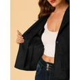 thumbnail image 6 of INSPIRE CHIC Women's Faux Suede Button up Casual Open Front Drawstring Long Sleeve Blazer XS Black, 6 of 7