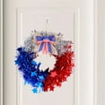 thumbnail image 4 of Boovnll Patriotic Wreath, 11" Handcrafted Red White Blue Plastic Ribbons Memorial Day Wreath, 4th of July Wreath for Indoor, Outdoor, Front Door, Fireplace, Wall Decor, 4th of July Decorations, 4 of 5