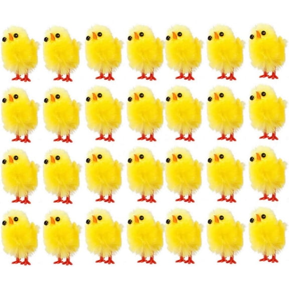60 PCS Easter Fur Chicks Mini Plush Chicks, Soft Artificial Chick Decorations for DIY Egg Decor, Basket Fillers, Spring Party Favors, Table Scatter, Easter Craft Supplies