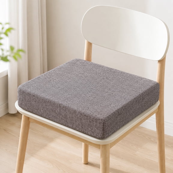 Square Seat Cushion, 15.7 x 15.7 x 3.9 in High-Density Foam Pad with Non-Slip Bottom and Removable Cover, Breathable Booster Cushion for Office Chair, Dining Room, Car, Sofa, Grey