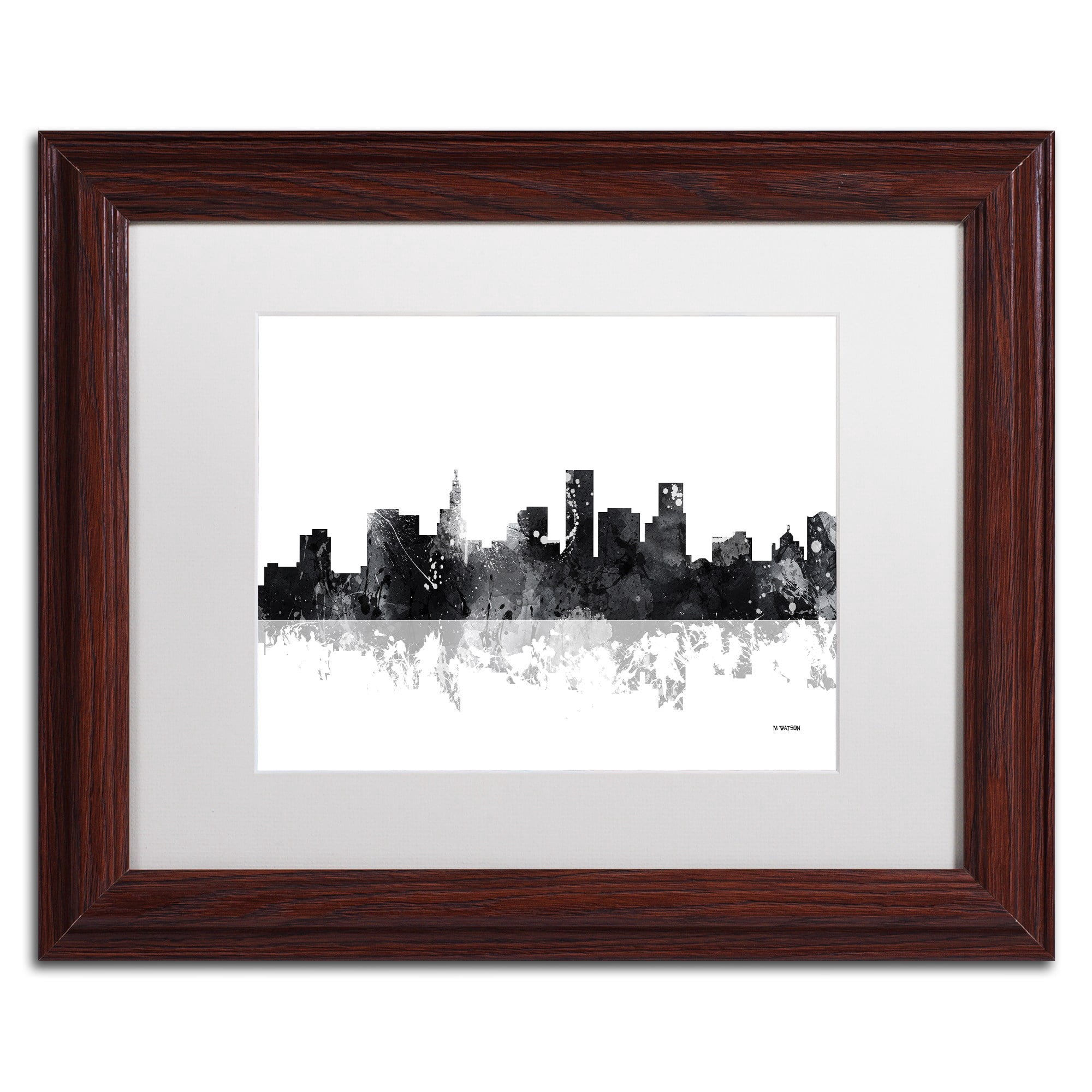 Trademark Fine Art "St Paul Minnesota Skyline BG-1" Canvas Art by Marlene Watson, White Matte, Wood Frame