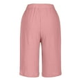 thumbnail image 6 of Tdoqot Womens Bermuda Shorts with Pockets- Casual Baggy Drawstring Elastic Waist Cotton Shorts Pink Size S, 6 of 7