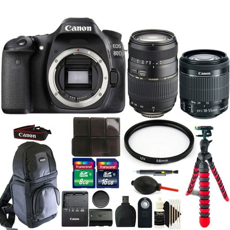 Canon EOS 80D 24.2MP Digital SLR Camera with 18-55mm & 70-300mm Lens + (Best Canon Digital Slr)
