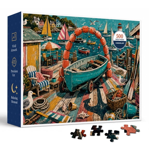 CNDRLEF Coastal Harbor 500 Pieces Jigsaw Puzzle for Adults, 20.5 x 15 in