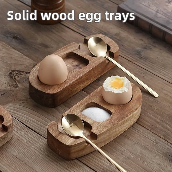 Generic Egg Tray Acacia Wood Egg Cup Holder Egg Shell Cup Egg Stand for Boiled Eggs Breakfast Serving